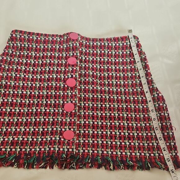 Zara Red and White Embellished Pencil Mini Skirt - Picture 10 of 16